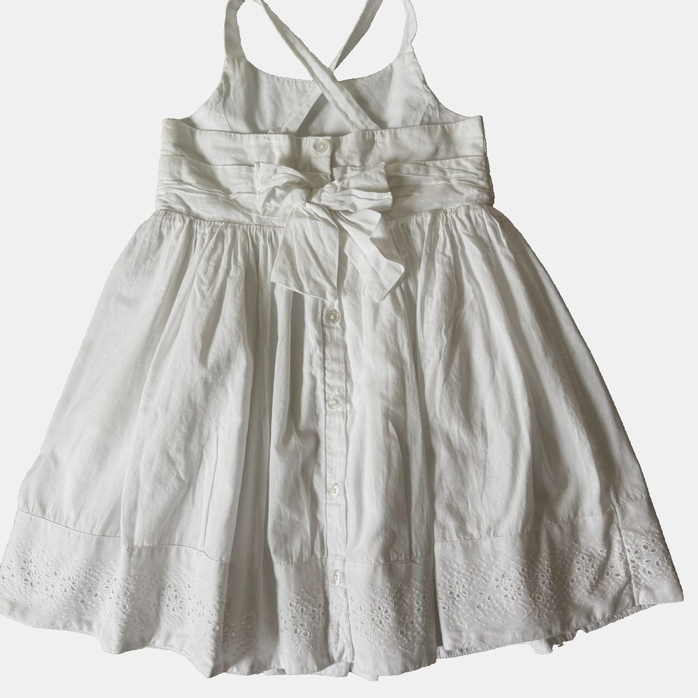 HOPE & HENRY Girls Sundress size 6 Embroidered Organic White Adjustable Strap - Picture 3 of 14